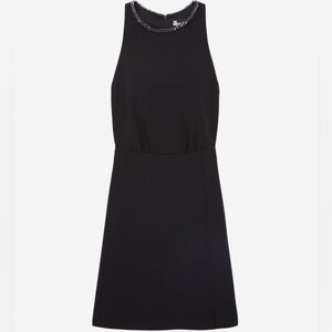 The Kooples Black Crepe T-back Mini Dress w Chain Trim Detail Holiday Party